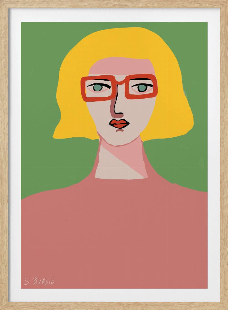 Golden hair lady with red glasses | Poster