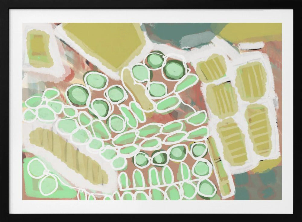 Abstract greens and gold | Poster