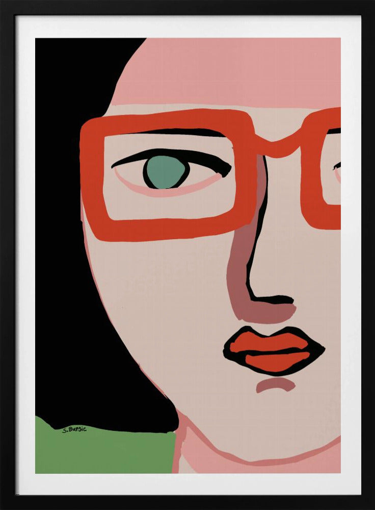 Lady with red glasses | Poster