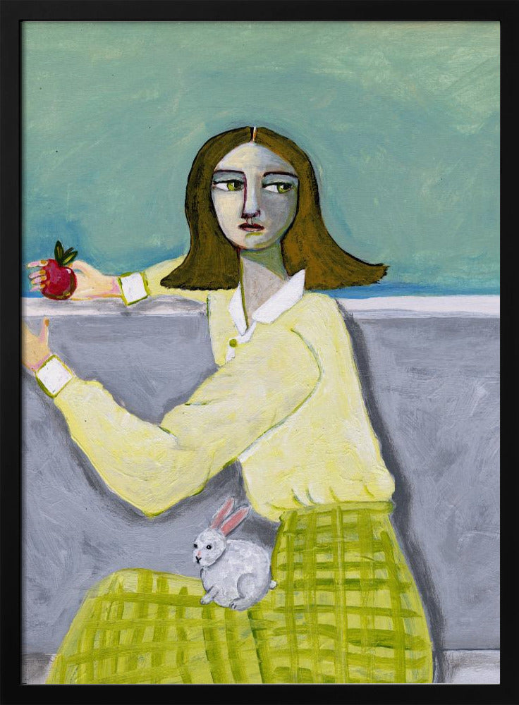 Lady Sitting with Rabbit | Poster