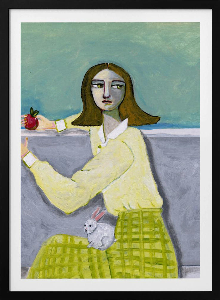 Lady Sitting with Rabbit | Poster