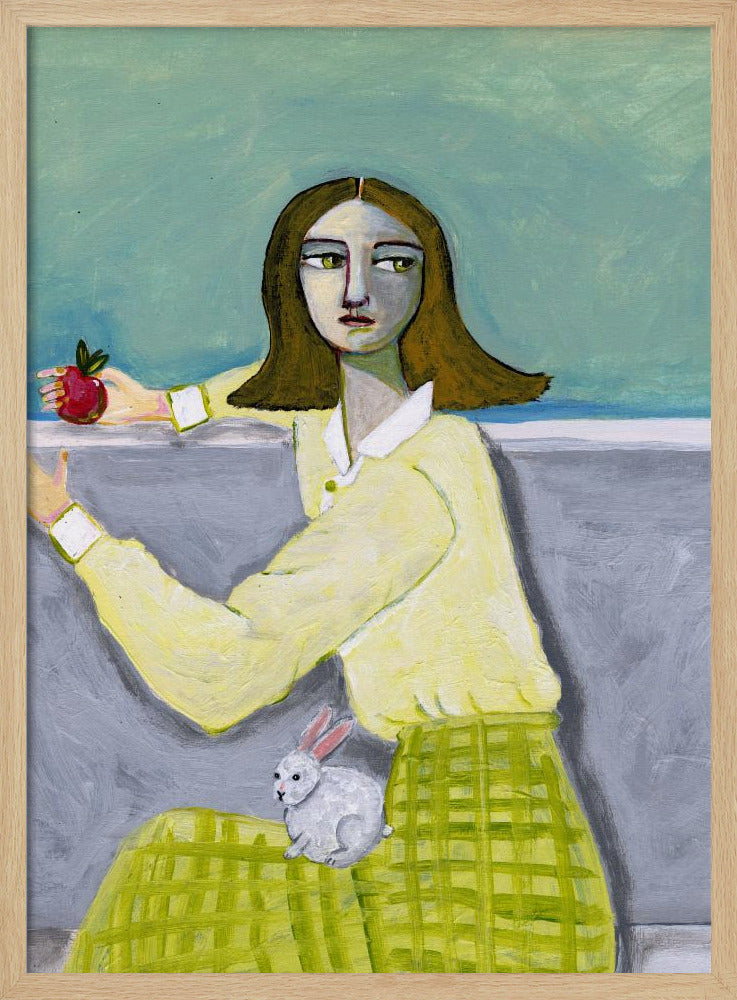Lady Sitting with Rabbit | Poster