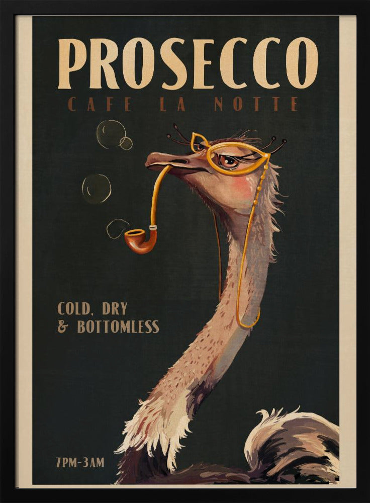 Art Deco Prosecco Wall Art Of An Ostrich | Poster