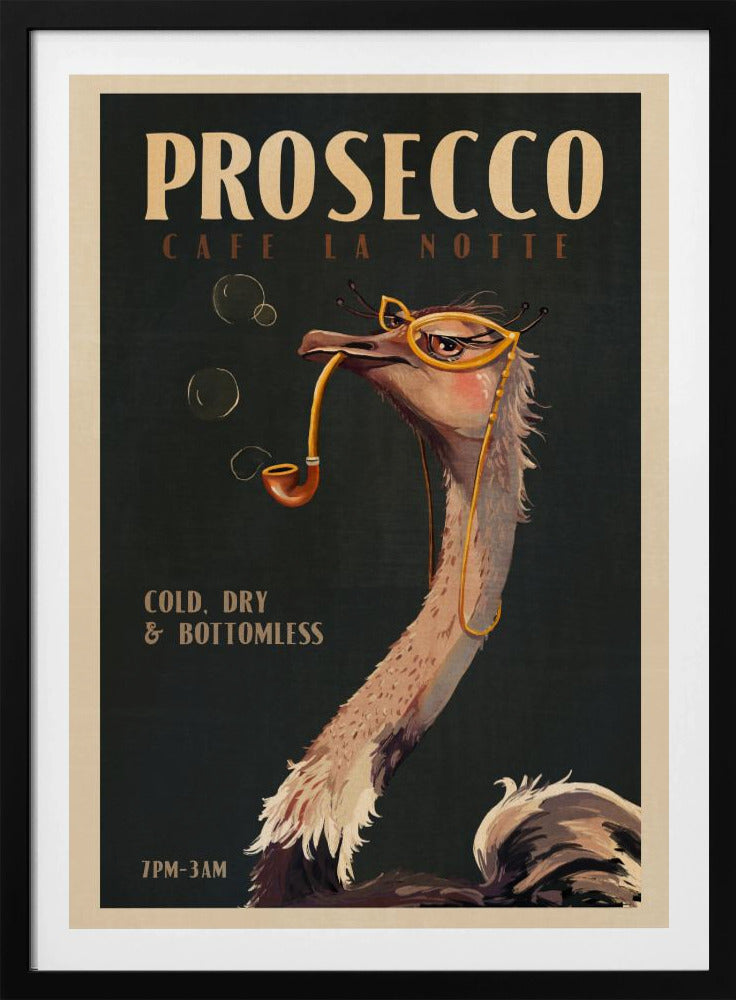 Art Deco Prosecco Wall Art Of An Ostrich | Poster