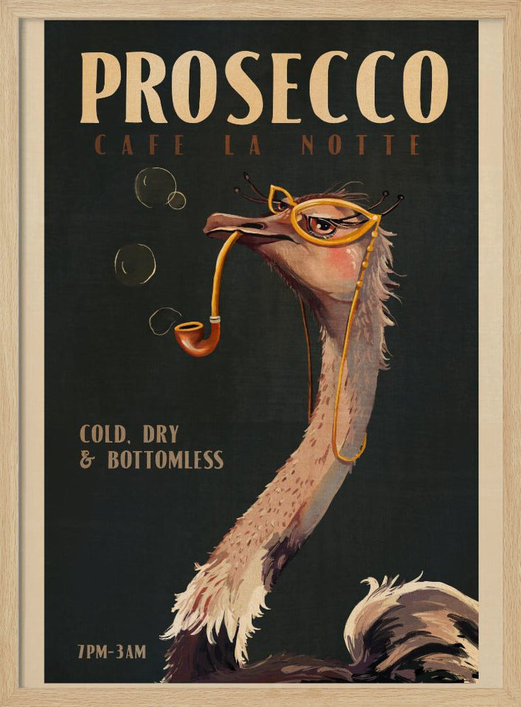 Art Deco Prosecco Wall Art Of An Ostrich | Poster
