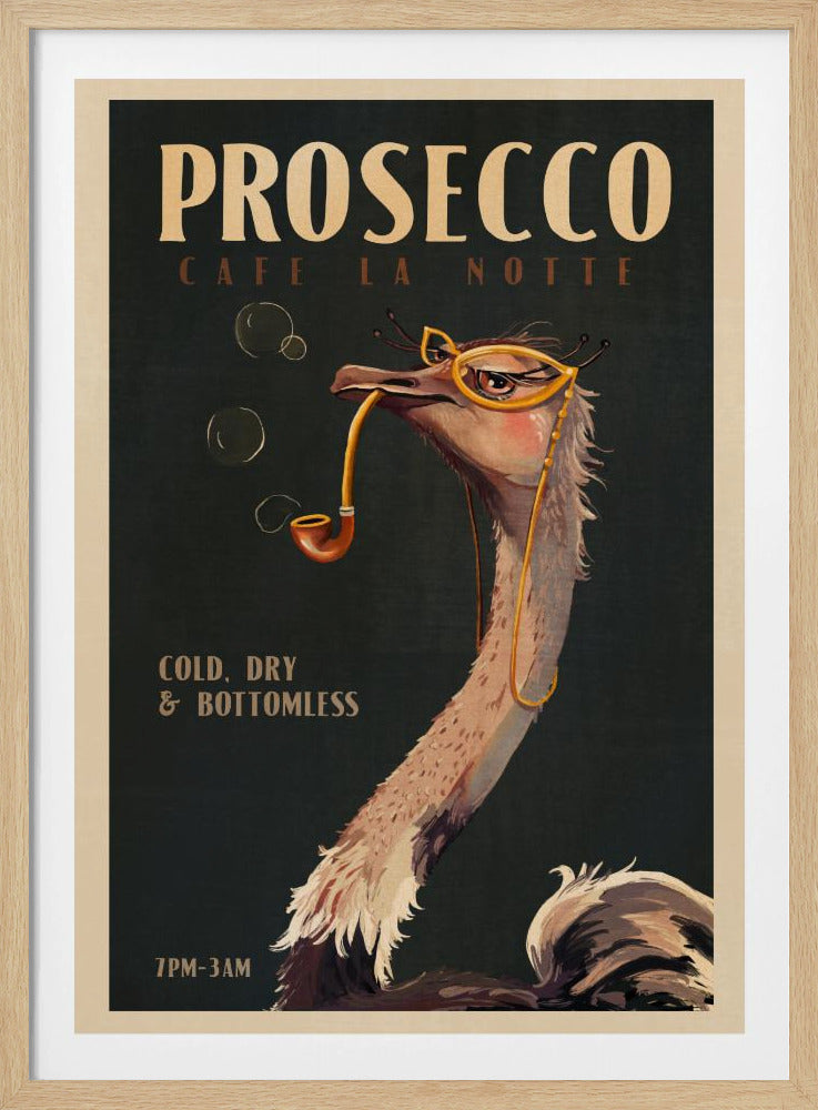 Art Deco Prosecco Wall Art Of An Ostrich | Poster