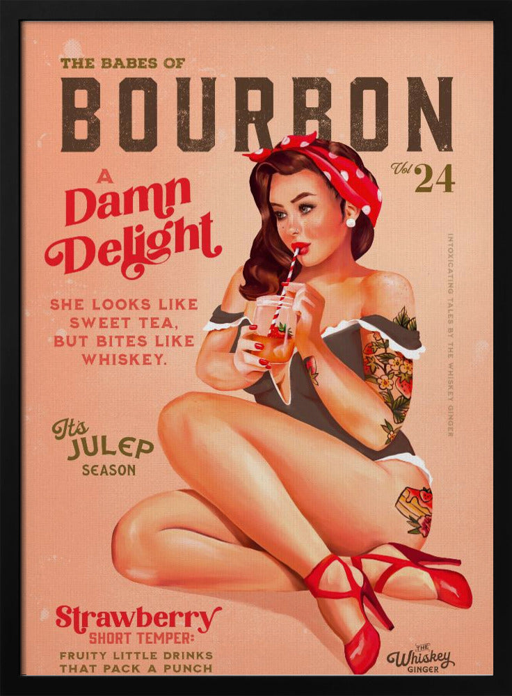 Bourbon Babes Vol 22 Vintage Pinup Girl Drinking A Cocktail | Poster
