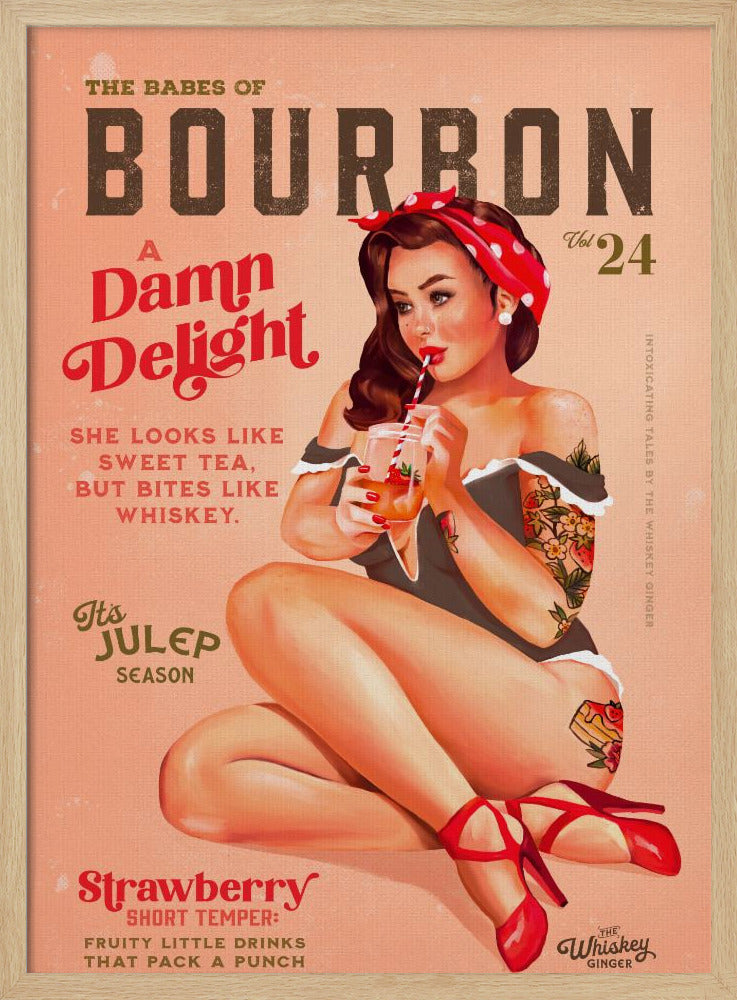 Bourbon Babes Vol 22 Vintage Pinup Girl Drinking A Cocktail | Poster