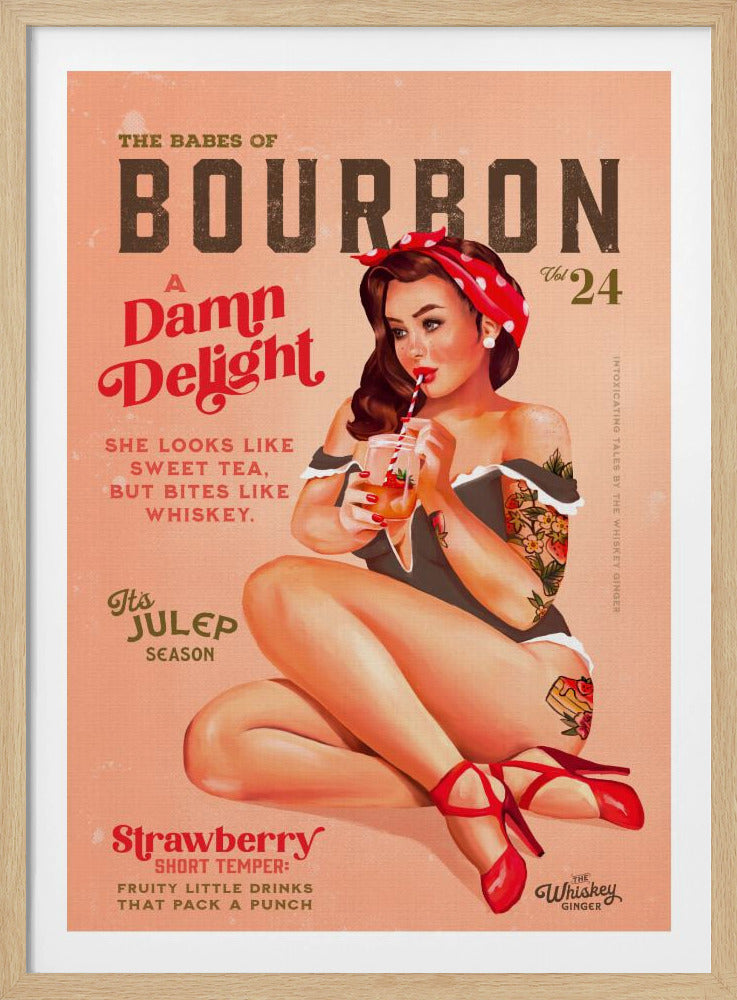 Bourbon Babes Vol 22 Vintage Pinup Girl Drinking A Cocktail | Poster
