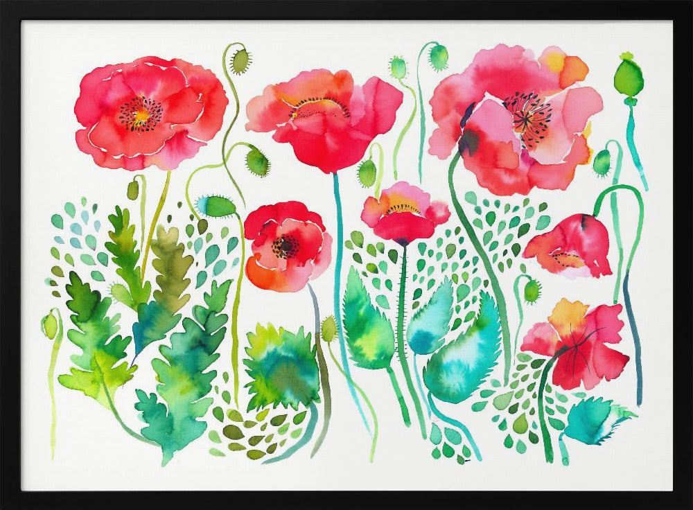 Red Spring Poppies Meadow | Poster