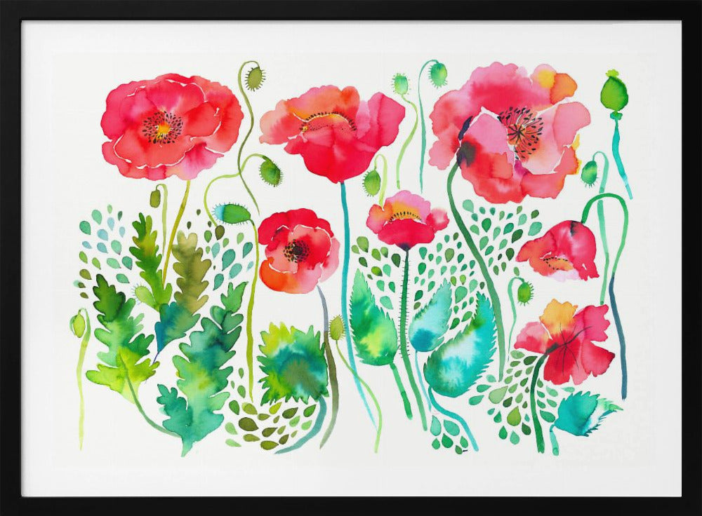Red Spring Poppies Meadow | Poster