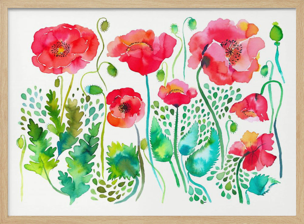 Red Spring Poppies Meadow | Poster