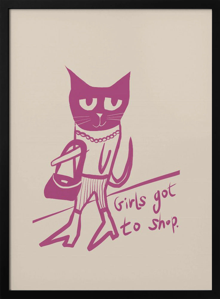 Cat shopping humour pink | Poster