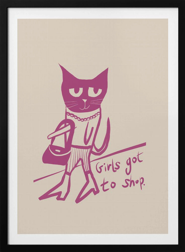 Cat shopping humour pink | Poster