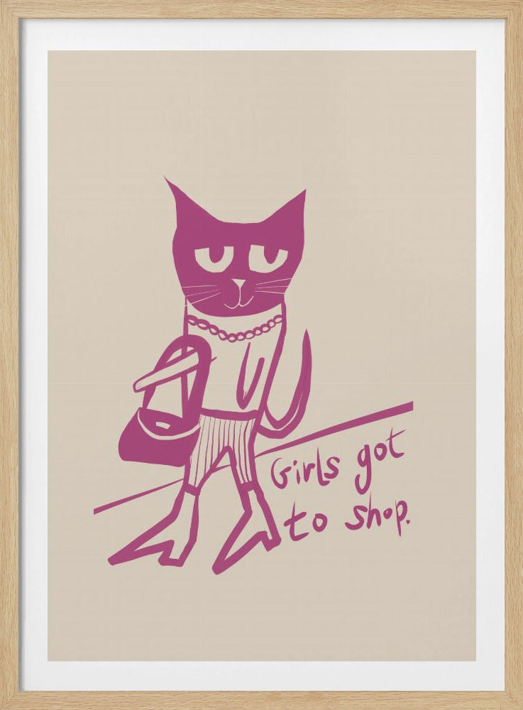 Cat shopping humour pink | Poster