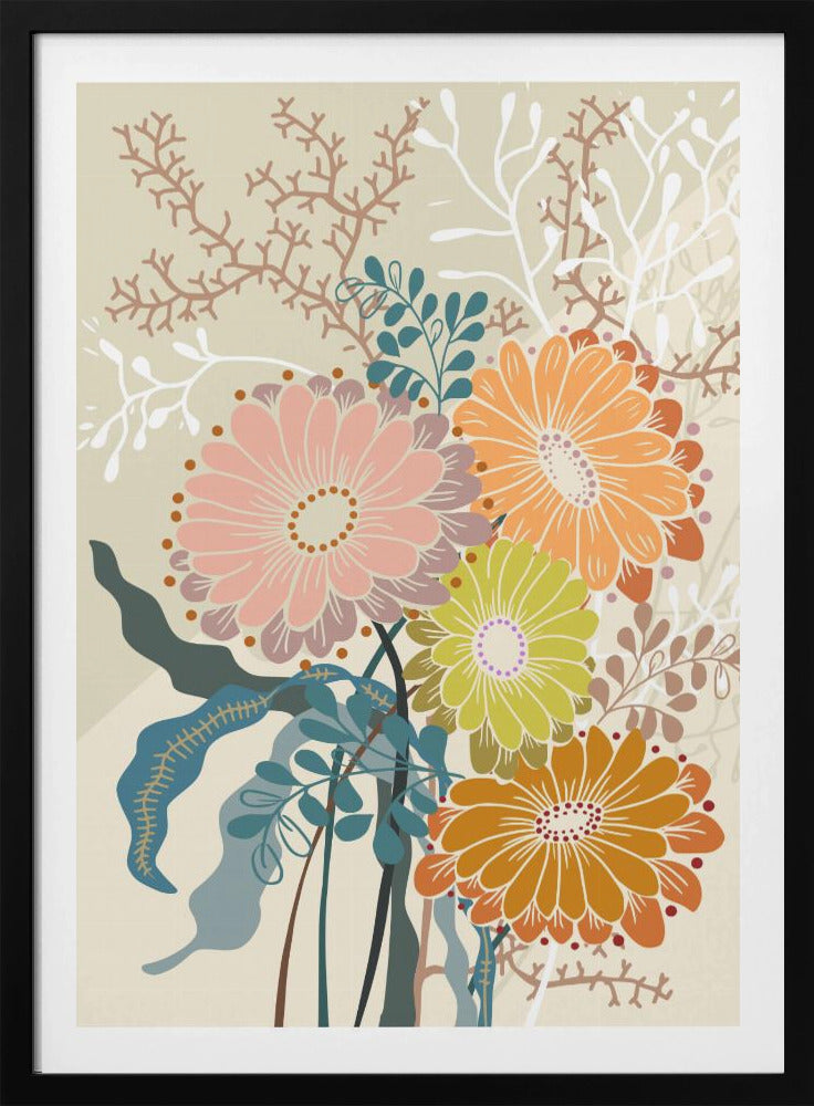 Springtime Daisies Earthy Tones | Poster