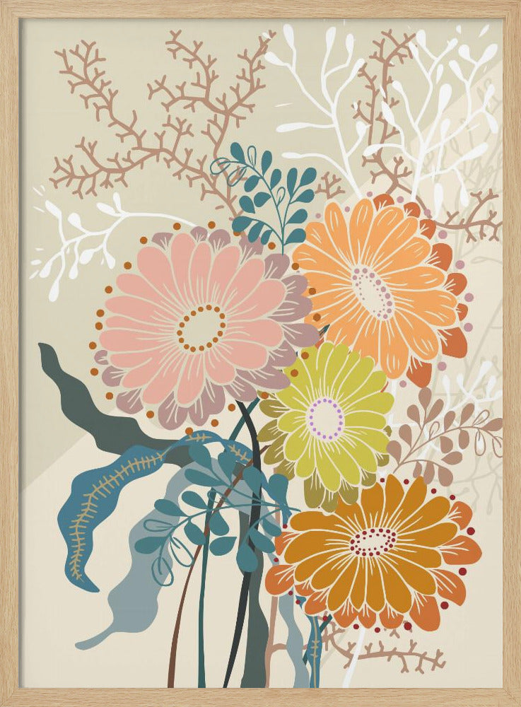 Springtime Daisies Earthy Tones | Poster