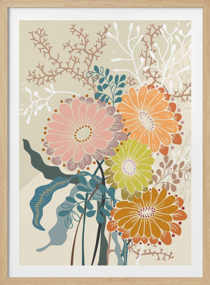 Springtime Daisies Earthy Tones | Poster