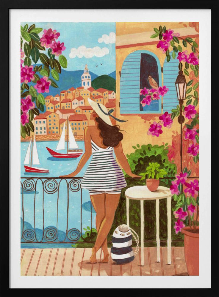 Travel poster woman in Saint-Tropez, France | Poster