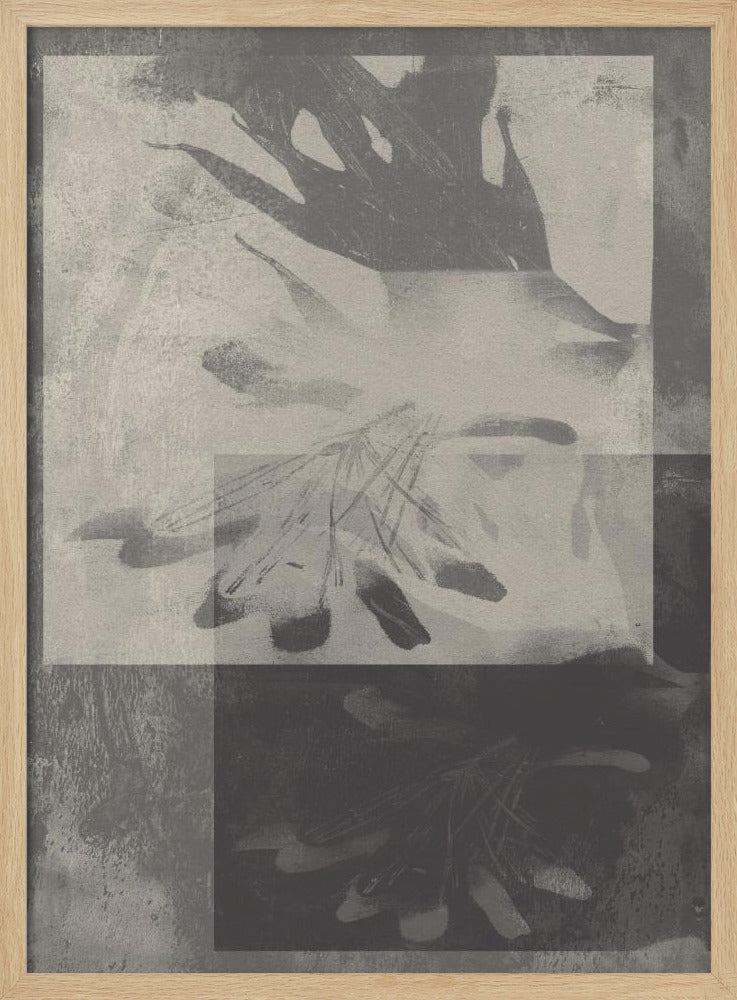 Whispering Leaves – Abstract Pattern in Taupe and White | Poster