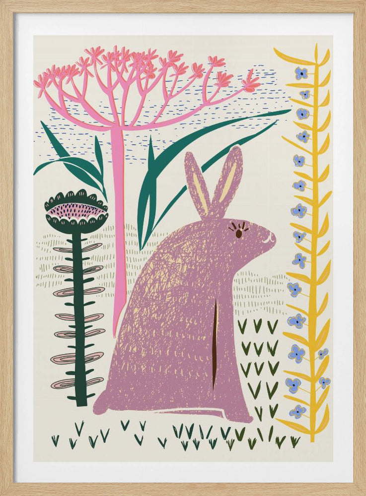 Block print lilac bunny | Poster