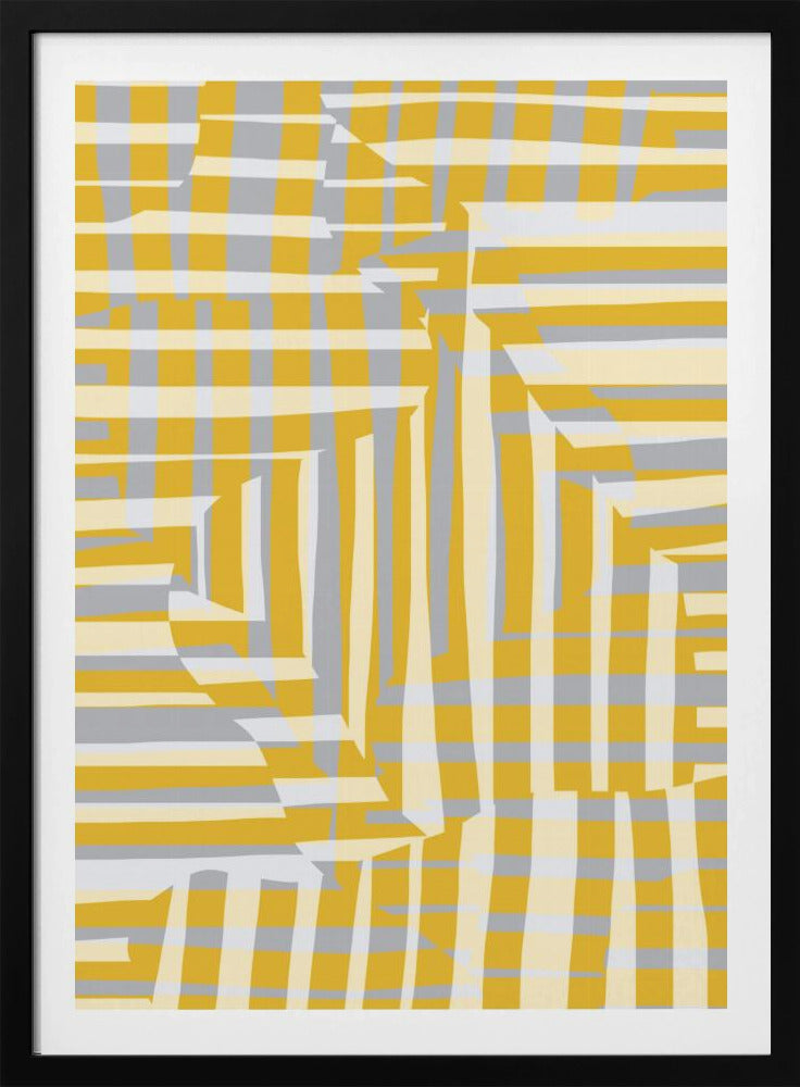 Yellow line and stripe with grey variation | Poster