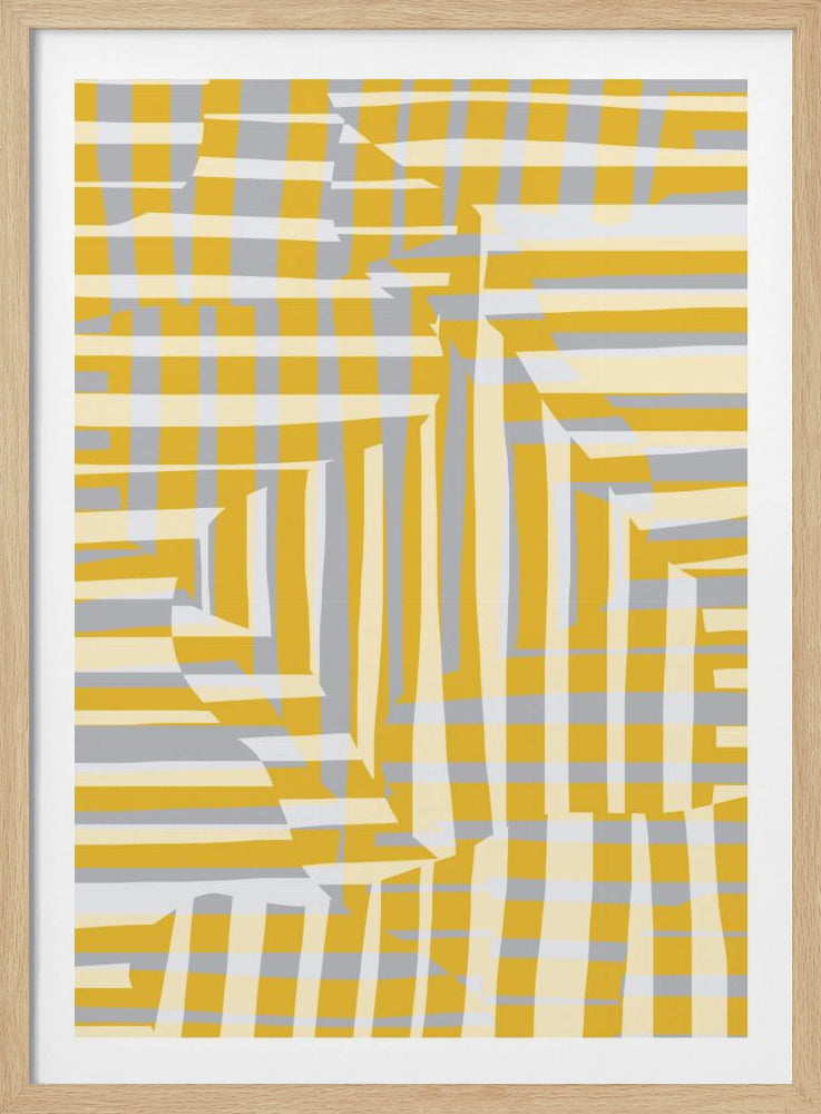 Yellow line and stripe with grey variation | Poster
