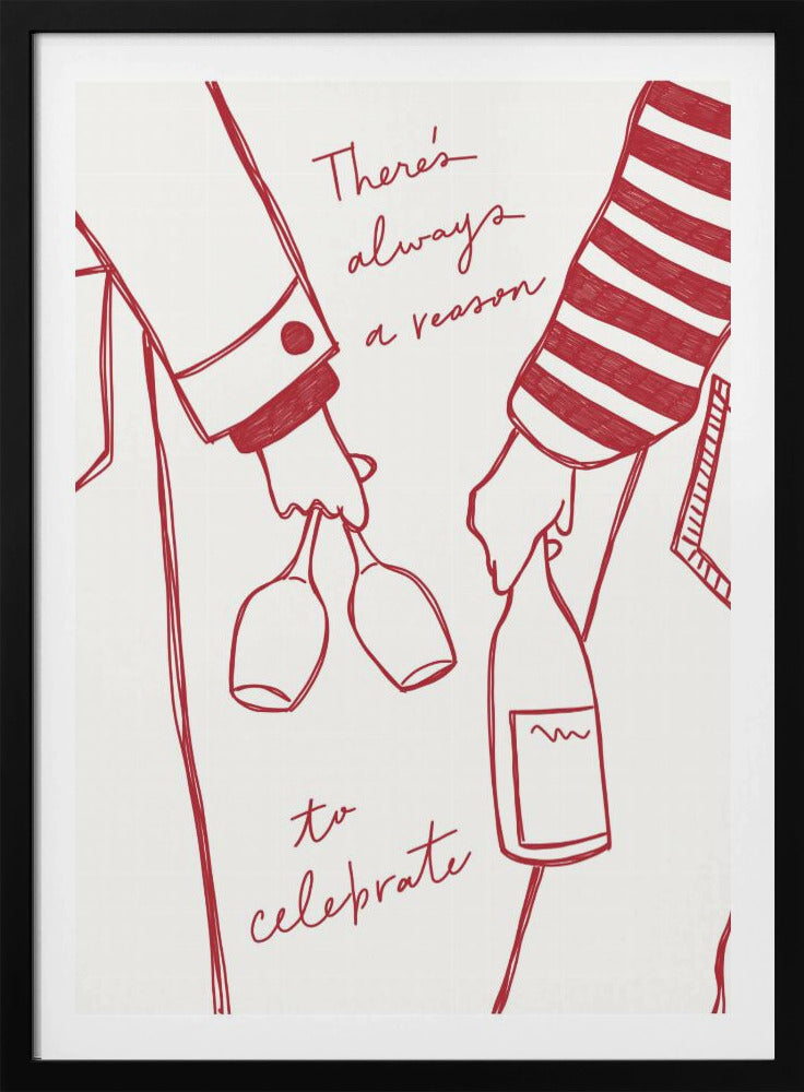 Woman holding wine bottle and wine glass (Red) - Wine Vin Rouge Femme | Poster