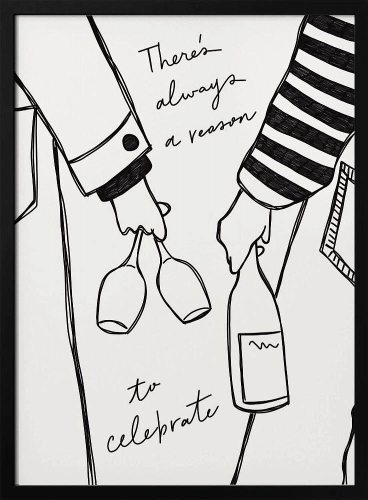Woman holding wine bottle and wine glass (Black &amp; White) - Wine Vin Femme Noir et Blanc | Poster