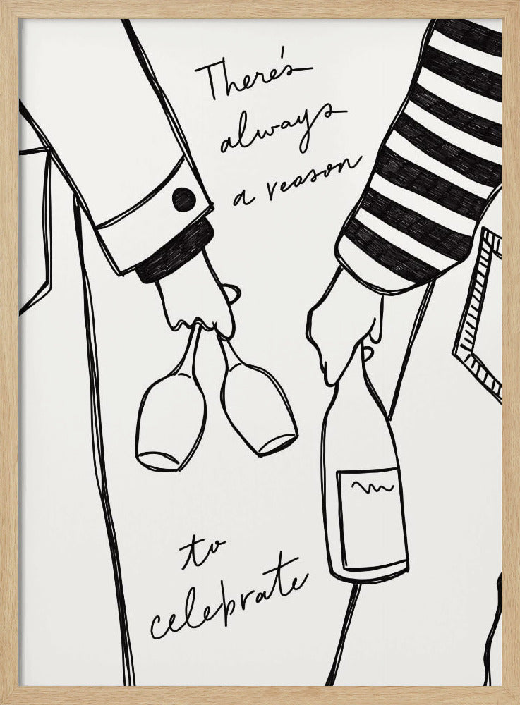 Woman holding wine bottle and wine glass (Black &amp; White) - Wine Vin Femme Noir et Blanc | Poster