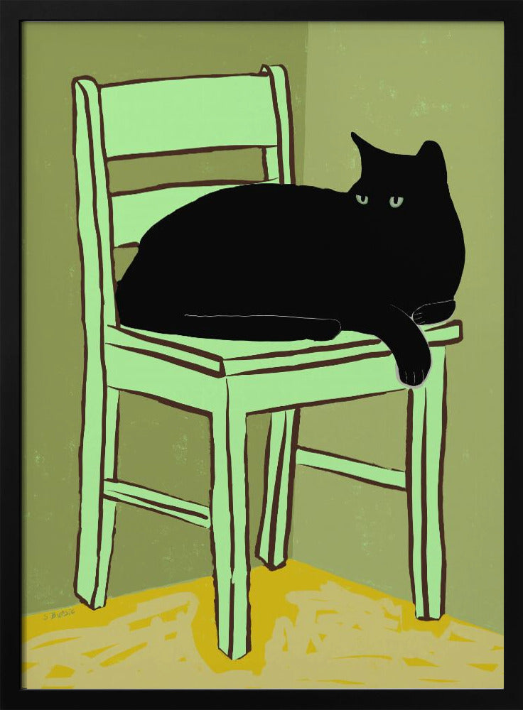 Black cat on chair | Poster