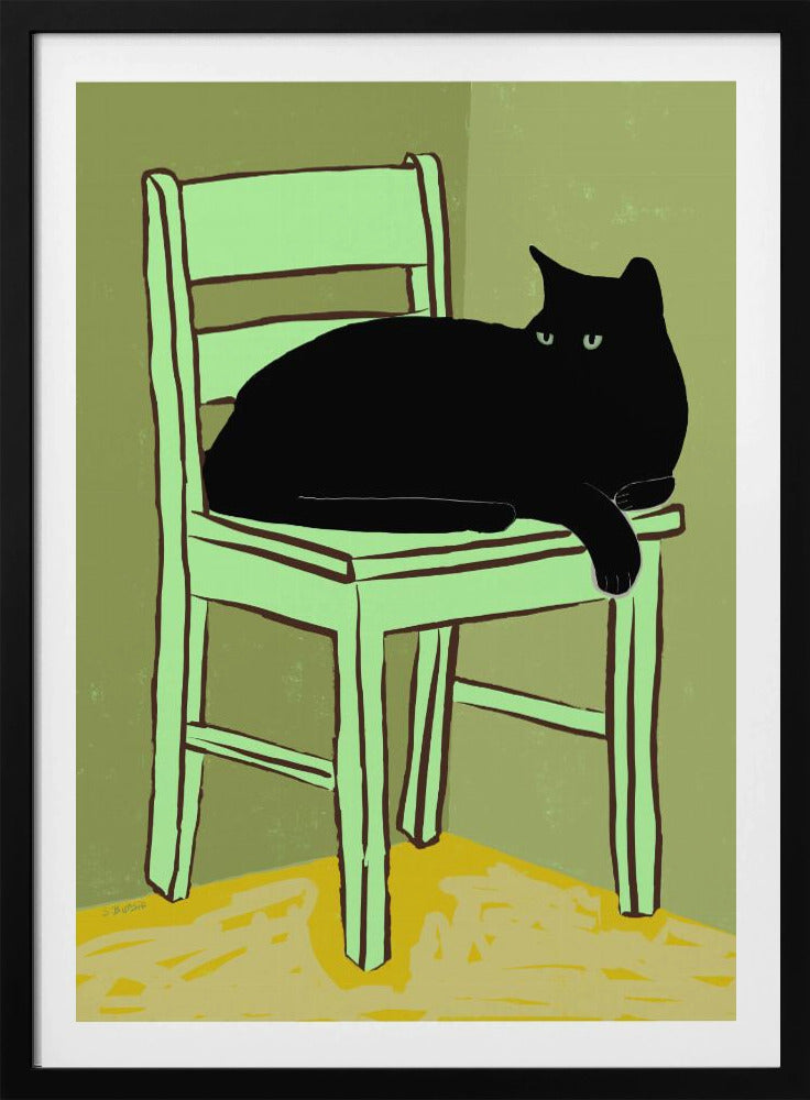 Black cat on chair | Poster