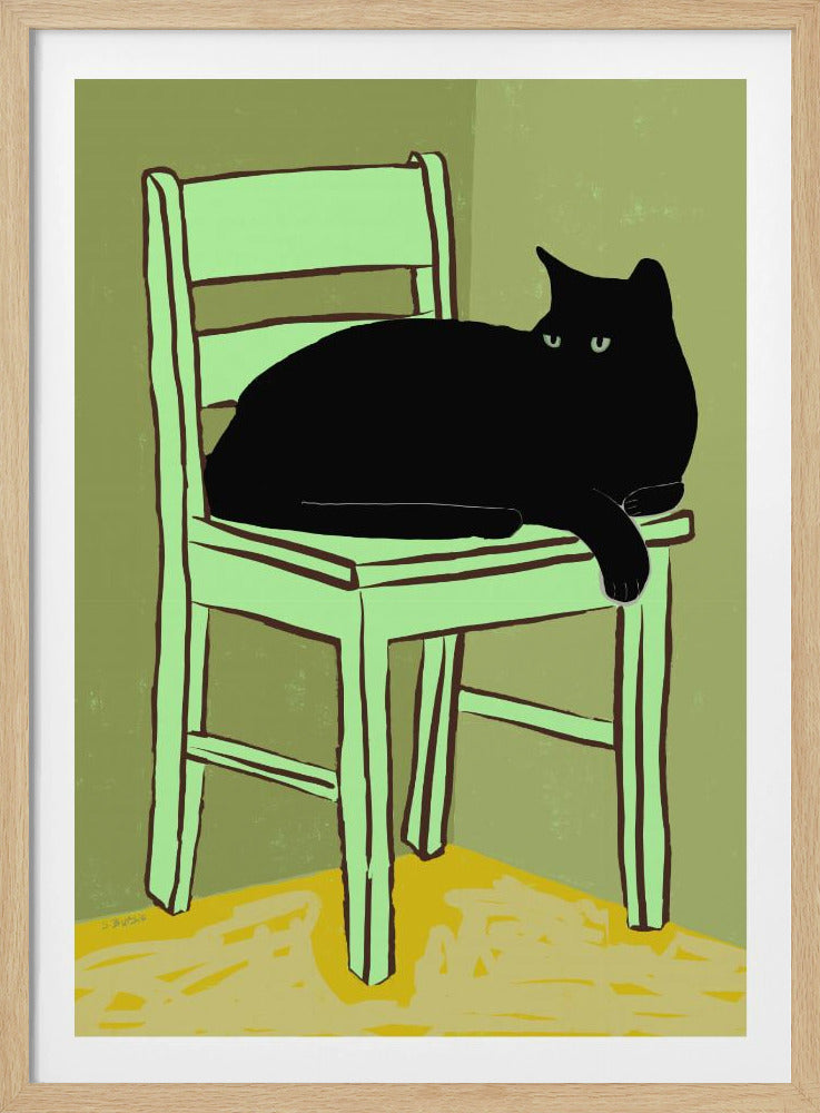 Black cat on chair | Poster