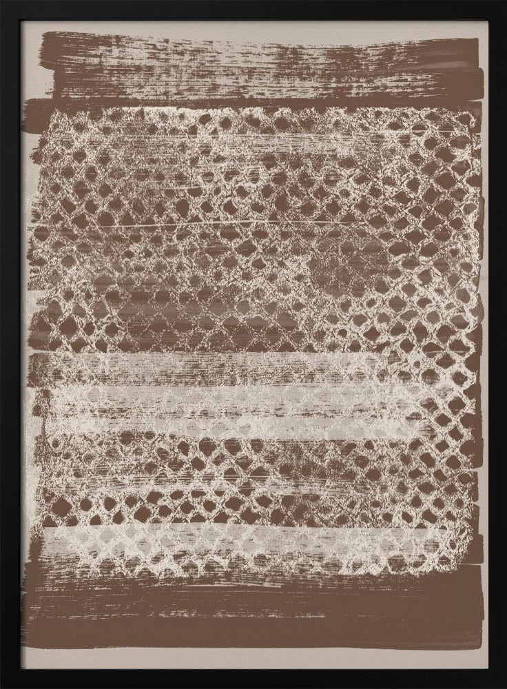Neutral Pattern. White monotype texture on brown. | Poster