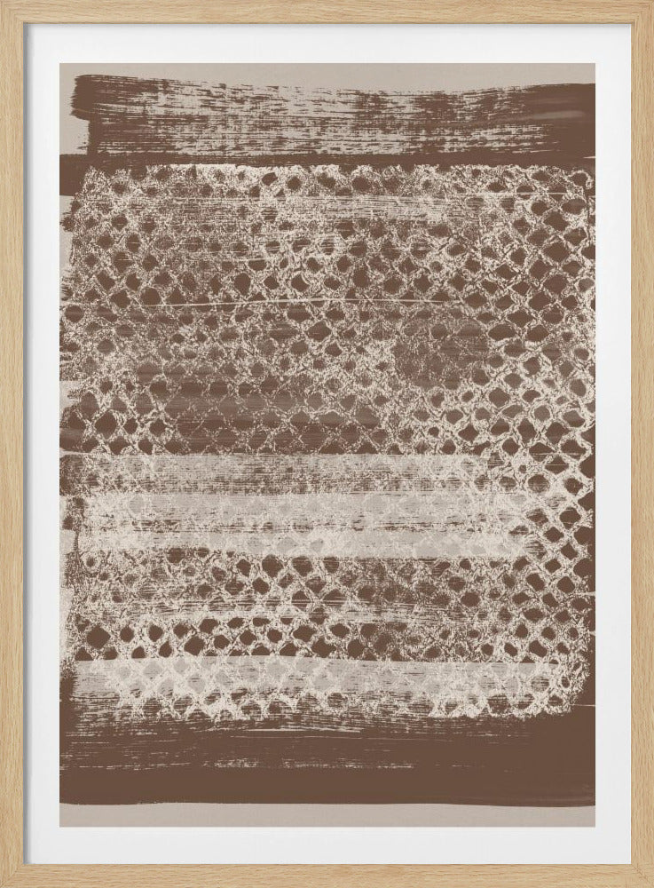 Neutral Pattern. White monotype texture on brown. | Poster