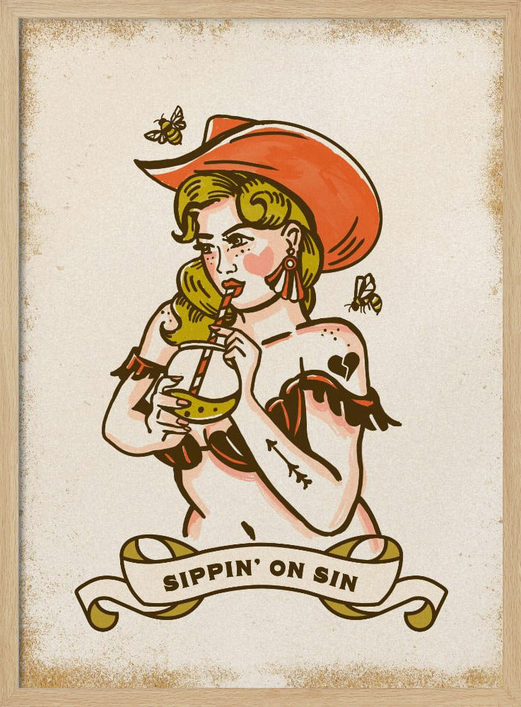 Sippin On Sin Cute &amp; Sassy Cowgirl Art | Poster