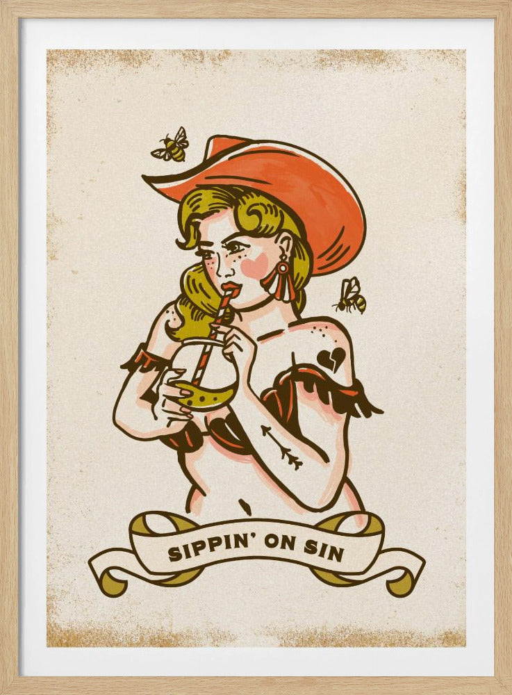 Sippin On Sin Cute &amp; Sassy Cowgirl Art | Poster