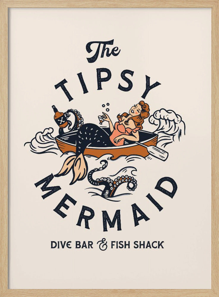 Tipsy Mermaid Dive Bar Mermaid Art | Poster