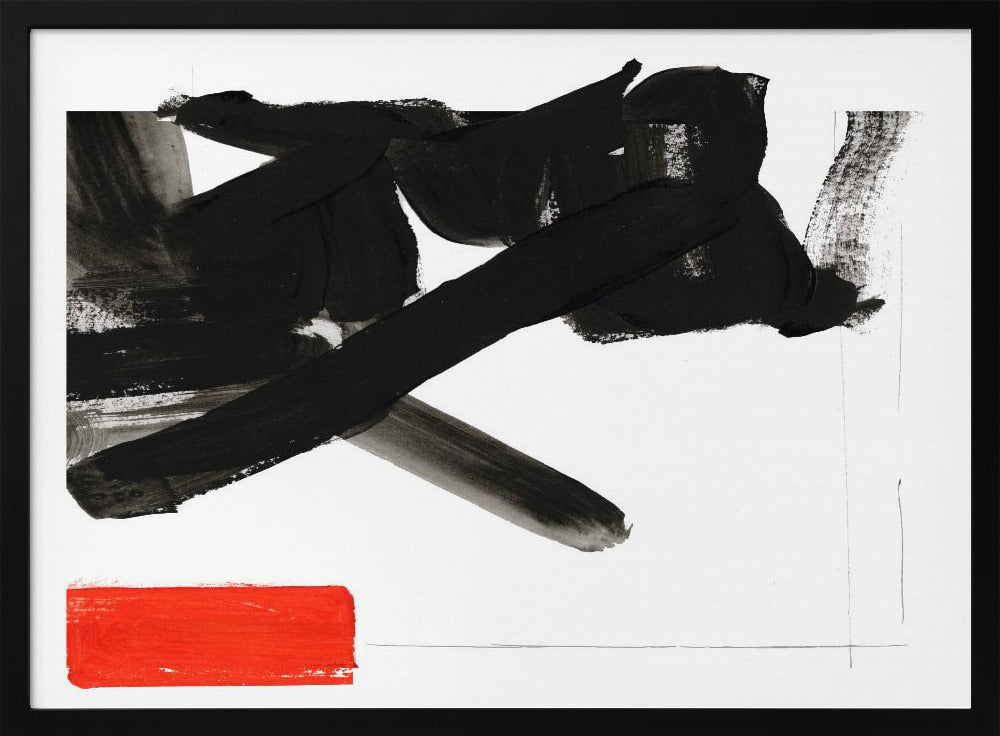 Zen Brushwork With Red Block 1 | Poster