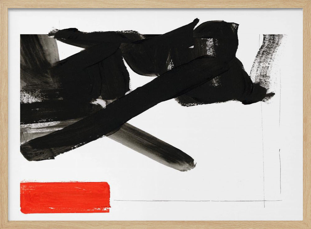 Zen Brushwork With Red Block 1 | Poster