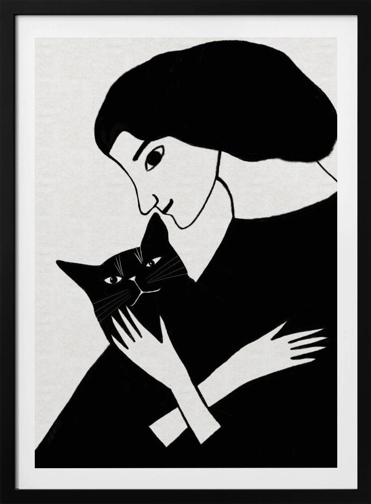 Cat Lady with Black Cat | Poster