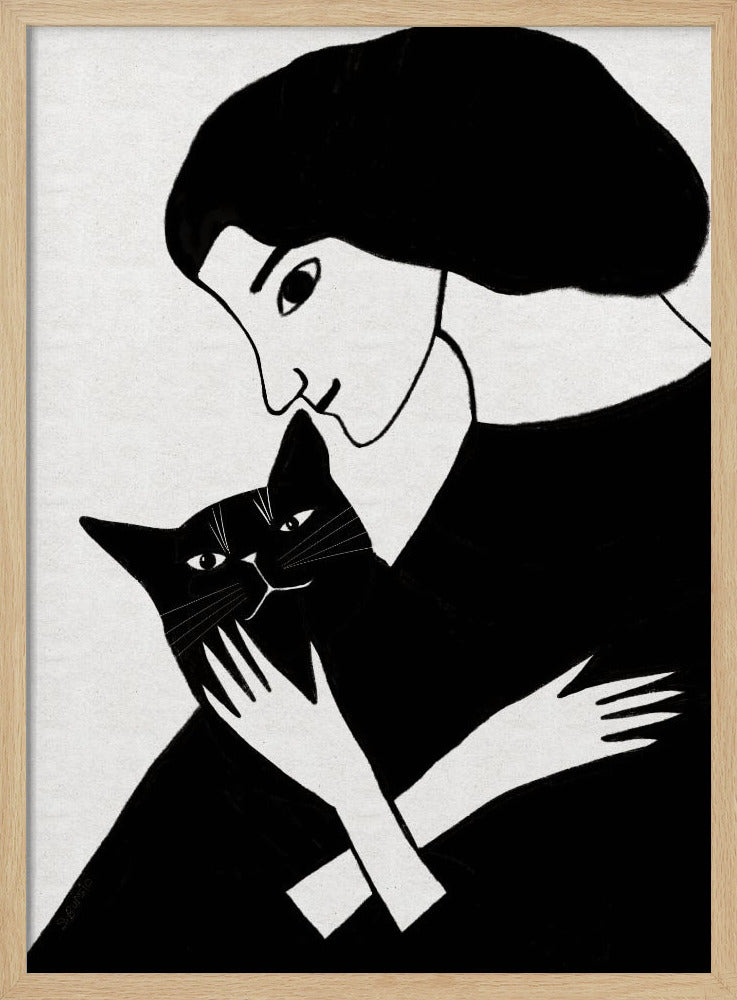 Cat Lady with Black Cat | Poster