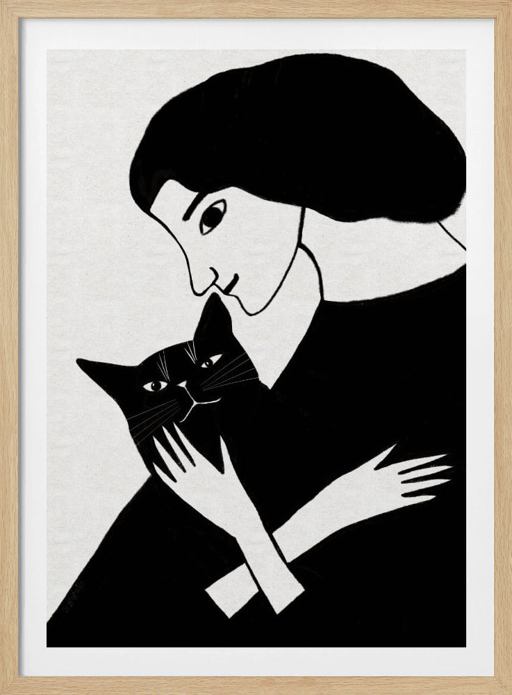 Cat Lady with Black Cat | Poster