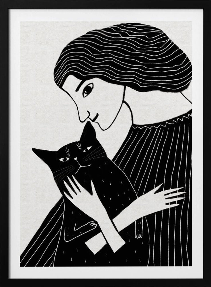 Cat Lady with Black Cat | Poster