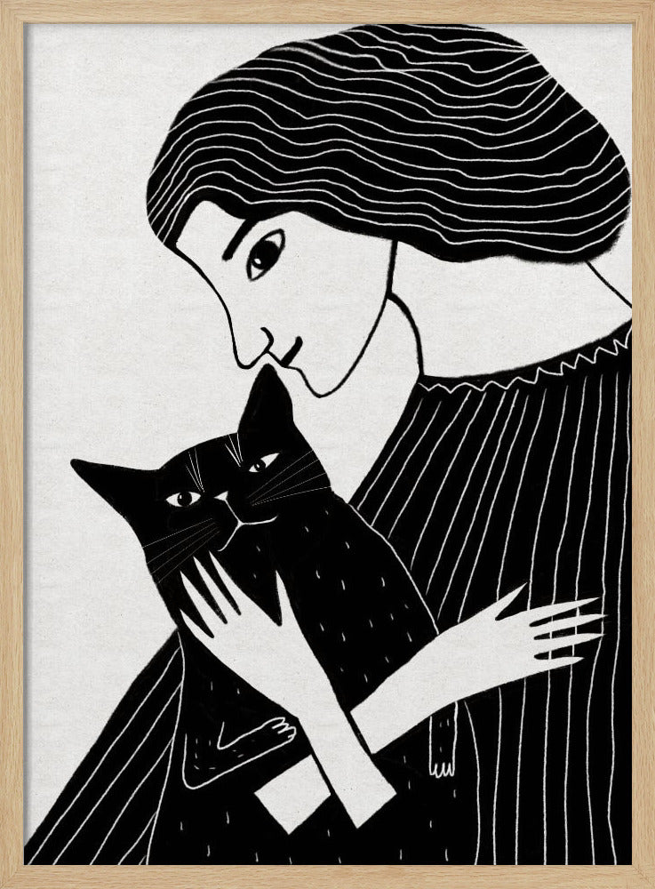 Cat Lady with Black Cat | Poster