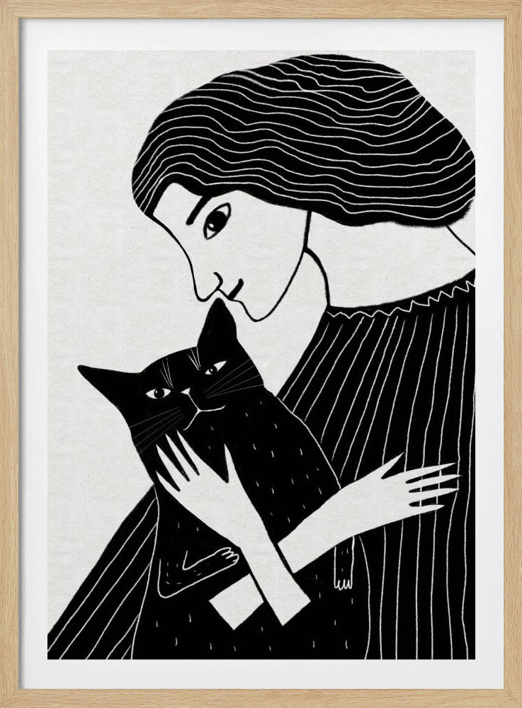 Cat Lady with Black Cat | Poster