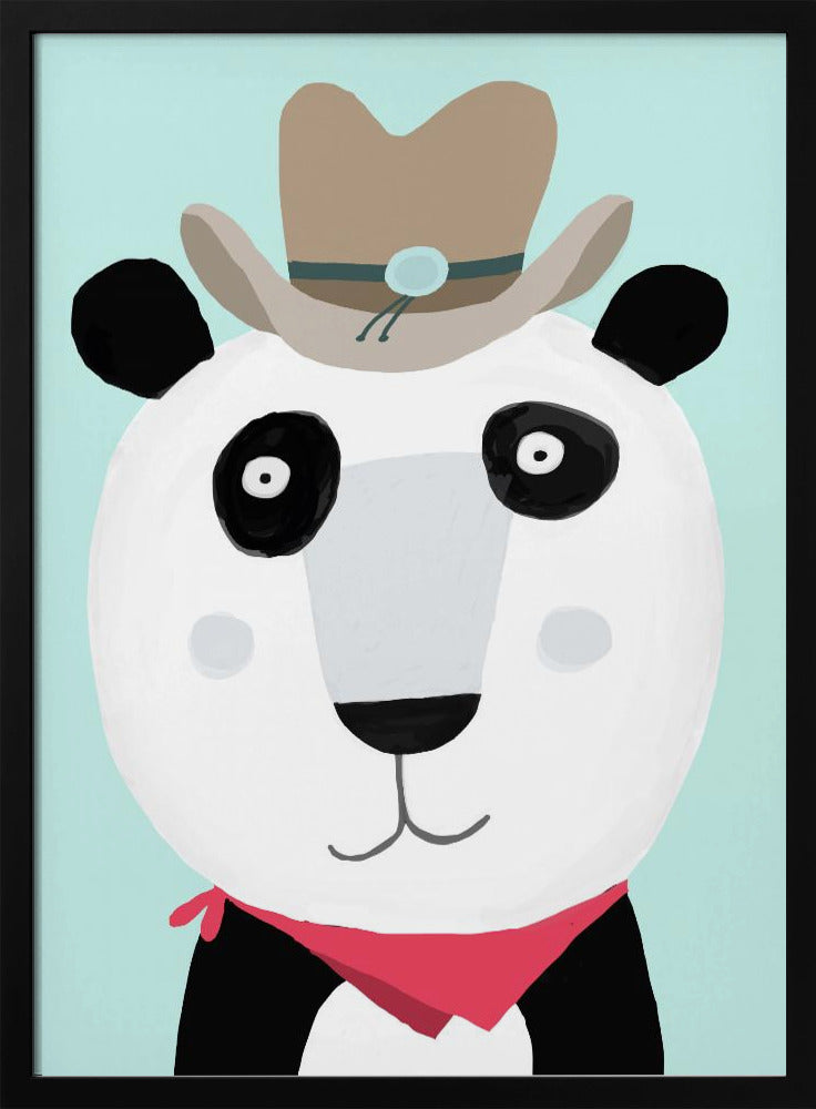 Funny Panda with Cowboy Hat by Artist Carla Daly | Poster