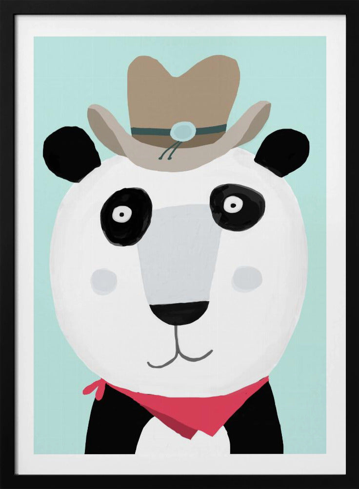 Funny Panda with Cowboy Hat by Artist Carla Daly | Poster