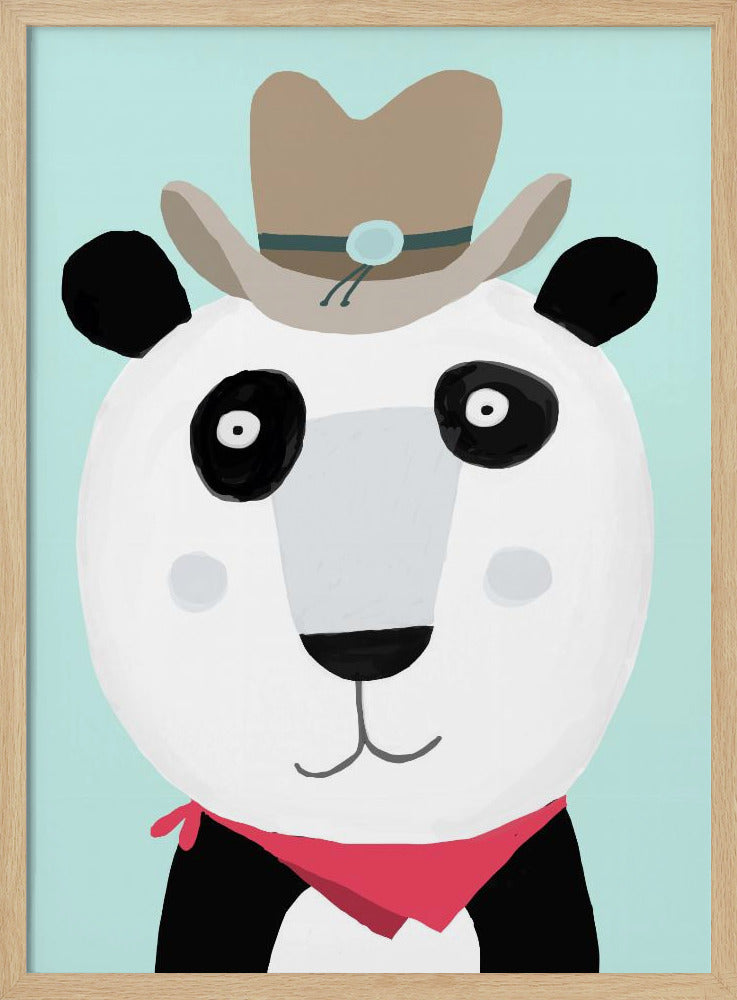 Funny Panda with Cowboy Hat by Artist Carla Daly | Poster