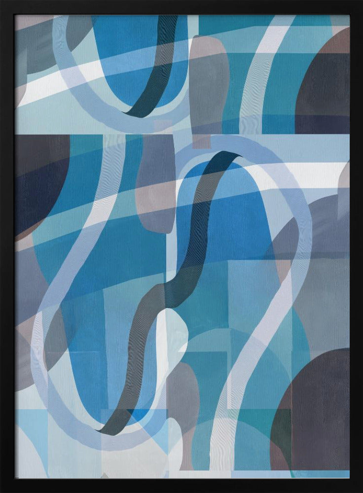 Abstract Blue and Neutral Swervy Shapes 2 | Poster